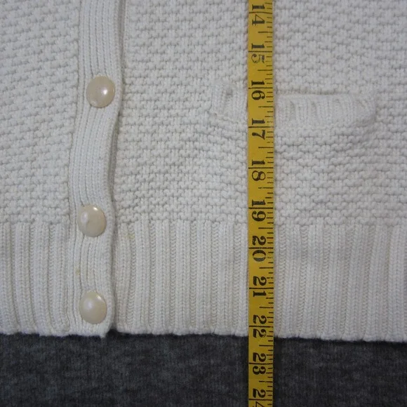 Talbots Cardigan L Ivory Lambswool Angora Soft Textured Knit Mock Neck‎ Preppy - Picture 5 of 10